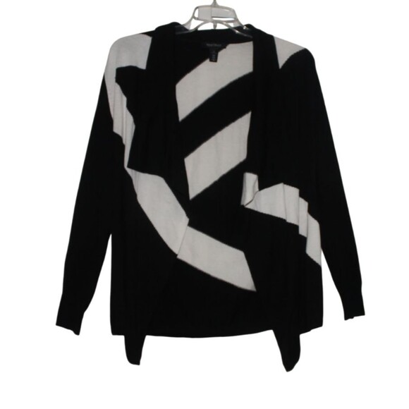 White House Black Market Black & White Striped Cardigan Women's  Size Medium - Picture 2 of 5